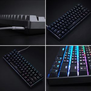 shopelis גיימינג  Geek Customized SK61 60% 61 Keys NKRO Gateron Optical Axis Type-C Wired RGB Backlight Mechanical Gaming Keyboard